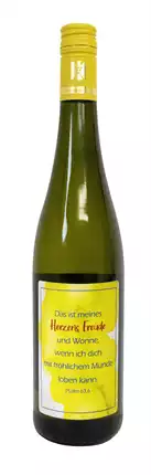 Weißwein mit Etikett "Freude" (7,00 EUR/Liter), Riesling