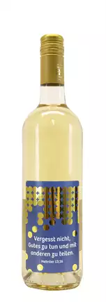 Weißwein mit Etikett "Gutes tun" (10,00 EUR/Liter), Grauer Burgunder