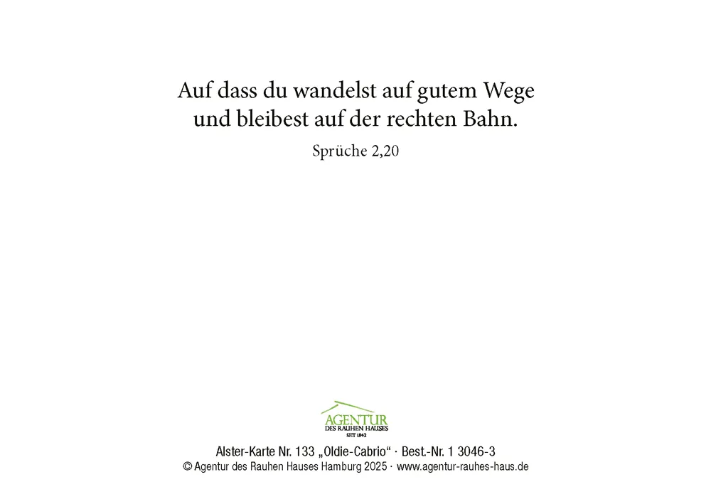 Alster-Karte Nr. 133: Oldie-Cabrio mit Texteindruck