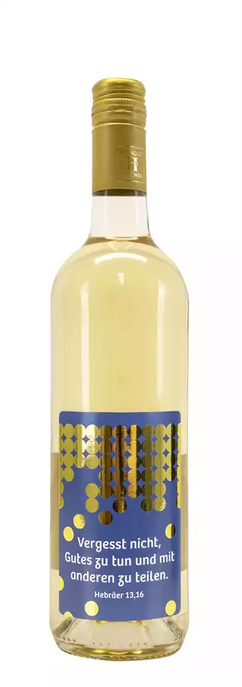 Weißwein mit Etikett "Gutes tun" (10,00 EUR/Liter), Grauer Burgunder